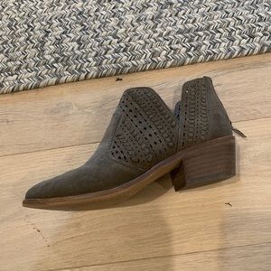 Green suede ankle boots